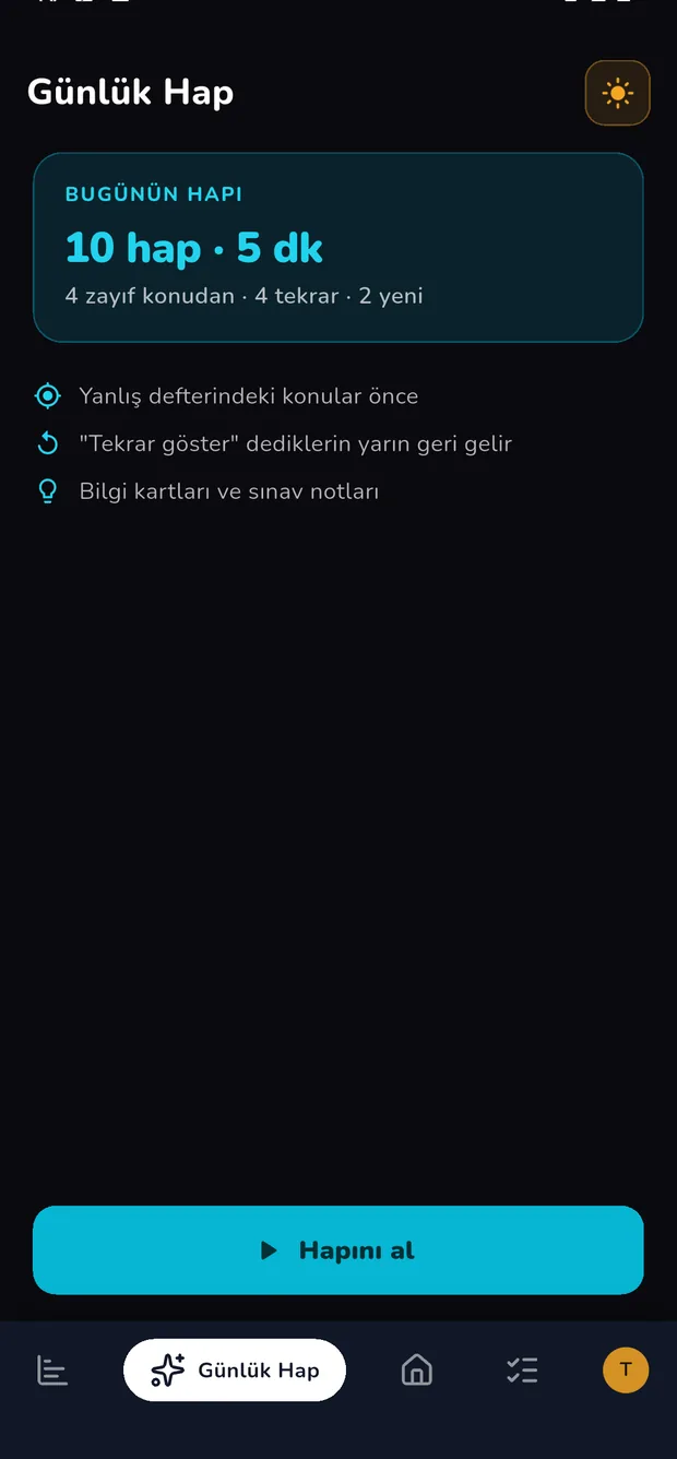 Günlük Hap ekranı