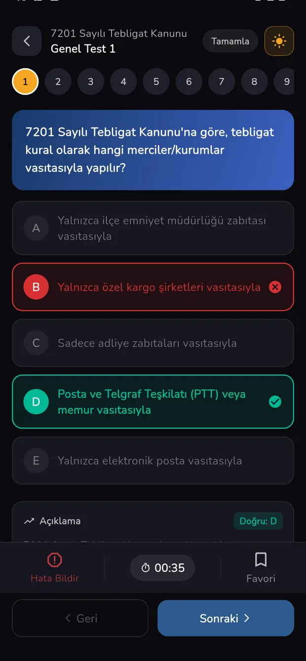 Soru çözme ekranı
